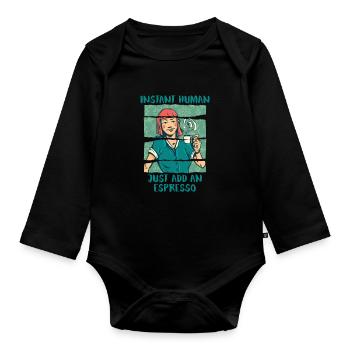 Espresso Coffee - Organic Longsleeve Baby Bodysuit - black - Front