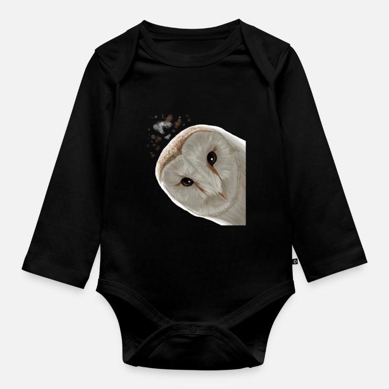 Vogel Eule - Baby Bio-Langarm-Body - Schwarz