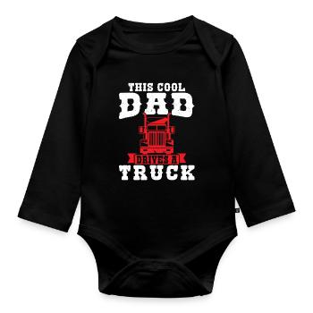 LKW-LKW-Antrieb-LKW Geschenk - Baby Bio-Langarm-Body - Schwarz - Vorne