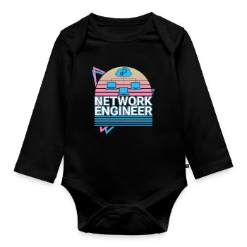 Network Engineer Vaporwave Aesthetic Retro-Ges - Organic Longsleeve Baby Bodysuit - black - Front