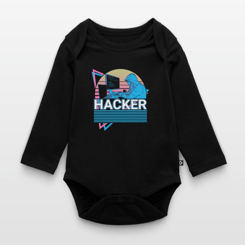 Hacker Coding Programmer Vaporwave Esthétique Body Bébé bio manches longues