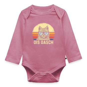 Ois Oasch Süßes Kätzchen Katzen - Baby Bio-Langarm-Body - Mauve - Vorne