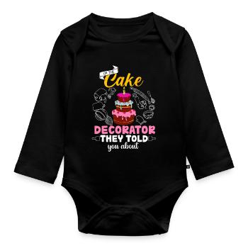 Cake decorator gift - Organic Longsleeve Baby Bodysuit - black - Front
