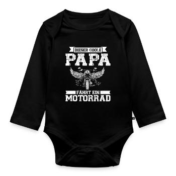 Biker Papa Motorrad Geschenk - Baby Bio-Langarm-Body - Schwarz - Vorne