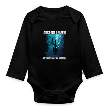 Scuba Diving Divers Diving - Organic Longsleeve Baby Bodysuit - black - Front