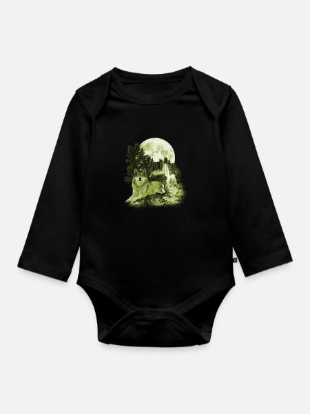 Wolf - Baby Bio-Langarm-Body - Schwarz