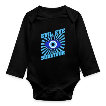 Nazar The Evil Eye Protection for Greek Ein - Organic Longsleeve Baby Bodysuit - black - Front