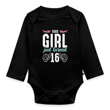 filles 16 anniversaire - Body Bébé bio manches longues - noir - Devant