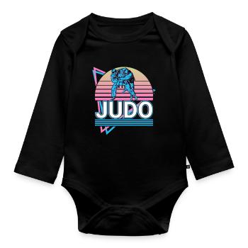 Judo Retro Gift - Organic Longsleeve Baby Bodysuit - black - Front