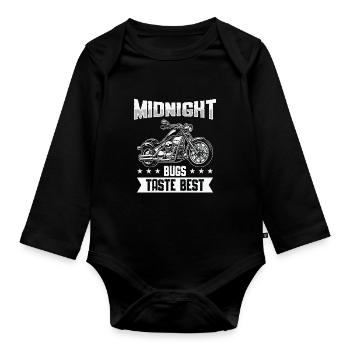 Biker Motorradfahrer Chopper Motorrad Rocker Moped - Baby Bio-Langarm-Body - Schwarz - Vorne