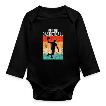 Basketball Retro - Organic Longsleeve Baby Bodysuit - black - Front