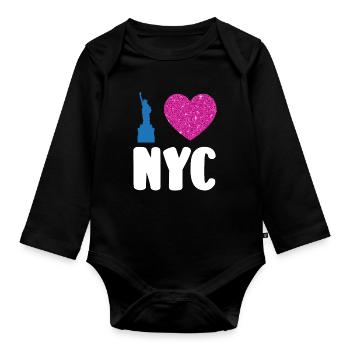 Ich liebe NYC New York City USA Amerika Reisen - Baby Bio-Langarm-Body - Schwarz - Vorne