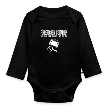 Führerschein Fahrschule Fahranfänger Geschenk - Baby Bio-Langarm-Body - Schwarz - Vorne