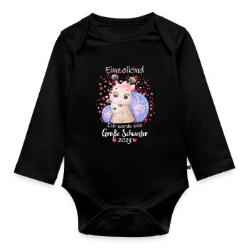 Ich Werde Eine Große Schwester 2023 - Baby Bio-Langarm-Body - Schwarz - Vorne