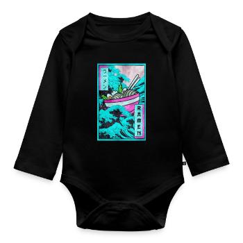Ramen Kanagawa Wave Vaporwave Aesthetic Taste - Organic Longsleeve Baby Bodysuit - black - Front