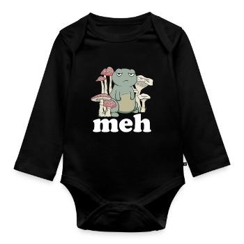 Funny Frog Meh Gift - Organic Longsleeve Baby Bodysuit - black - Front