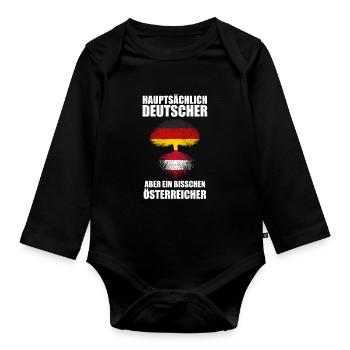 Deutscher Österreicher Deutsch Geschenk - Baby Bio-Langarm-Body - Schwarz - Vorne