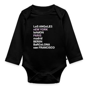 City Love Los Angeles New York Londres Paris - Body Bébé bio manches longues - noir - Devant