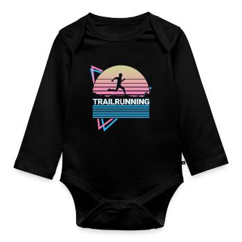 Trail Running Trail Runner Retro - Baby Bio-Langarm-Body - Schwarz - Vorne