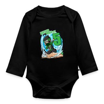 5 Jahre Junge Ninja - 5 Geburtstag - Ich bin 5 - Baby Bio-Langarm-Body - Schwarz - Vorne