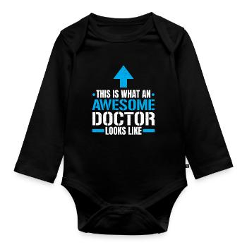 So sieht ein toller Arzt aus Medizin - Baby Bio-Langarm-Body - Schwarz - Vorne