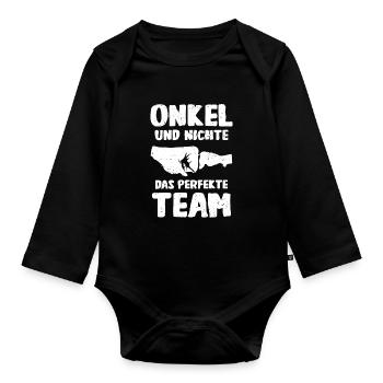 Onkel & Nichte das perfekte Team - Baby Bio-Langarm-Body - Schwarz - Vorne