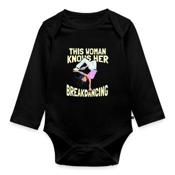 Breakdance Breakdancer Breakdancing - Baby Bio-Langarm-Body - Schwarz - Vorne