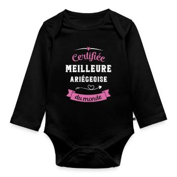 Certifiée ariégeoise du monde - Body Bébé bio manches longues - noir - Devant