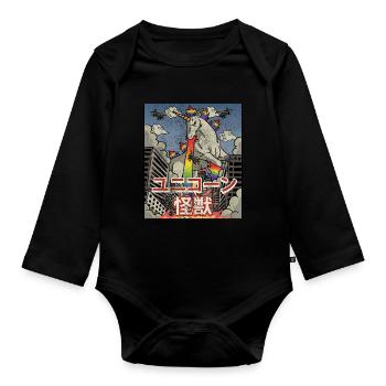 Kaiju Unicorn Japanese Aesthetics Kaijin - Organic Longsleeve Baby Bodysuit - black - Front