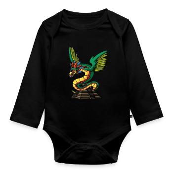 Quetzalcoatl Aztec Serpent Mayan Temple Inca - Organic Longsleeve Baby Bodysuit - black - Front