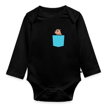 Capybara capybara rodent - Organic Longsleeve Baby Bodysuit - black - Front