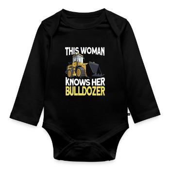 Bulldozer bulldozer crawler - Organic Longsleeve Baby Bodysuit - black - Front