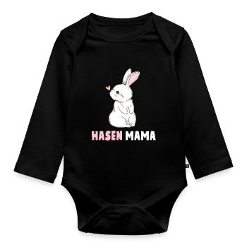Hasen Mama Ostern Süßes Kaninchen Hasenmama - Baby Bio-Langarm-Body - Schwarz - Vorne