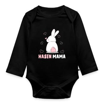 Hasen Mama Süßes Häschen Ostern Hasenmama - Baby Bio-Langarm-Body - Schwarz - Vorne