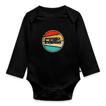 Motorhome Retro - Organic Longsleeve Baby Bodysuit - black - Front