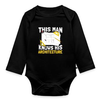 Architect - Organic Longsleeve Baby Bodysuit - black - Front