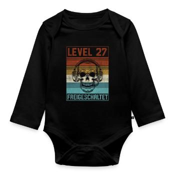27. Geburtstag Gamer Level 27 Jahre - Baby Bio-Langarm-Body - Schwarz - Vorne