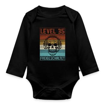 35. Geburtstag Gamer Level 35 Jahre - Baby Bio-Langarm-Body - Schwarz - Vorne