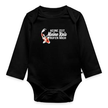 Kois Fisch Koi Flüsterer Geschenk - Baby Bio-Langarm-Body - Schwarz - Vorne