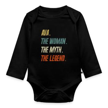 Ava The Woman The Myth The Legend - Organic Longsleeve Baby Bodysuit - black - Front