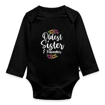 Älteste Schwester & Rulemaker Design für die - Baby Bio-Langarm-Body - Schwarz - Vorne
