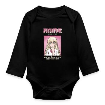 Anime ist wie Latein - Baby Bio-Langarm-Body - Schwarz - Vorne