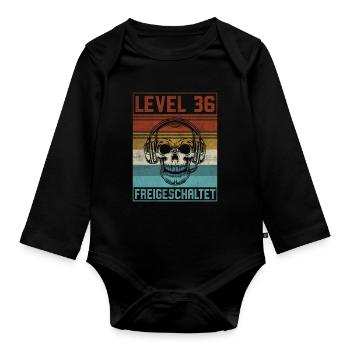 36. Geburtstag Gamer Level 36 Jahre - Baby Bio-Langarm-Body - Schwarz - Vorne