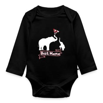 Meilleur Elephant Mama Mama - Body Bébé bio manches longues - noir - Devant