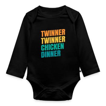 Twinner Twinner Huhn Abendessen Design für eine - Baby Bio-Langarm-Body - Schwarz - Vorne