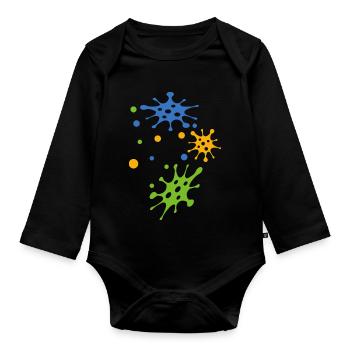Virus Bakterie Affenpocken Corona Zelle bunt - Baby Bio-Langarm-Body - Schwarz - Vorne