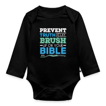 Prevention of truth errors Clean your Bi - Organic Longsleeve Baby Bodysuit - black - Front