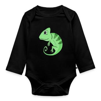 Caméléon - Body Bébé bio manches longues - noir - Devant