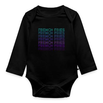 French Fries Retro - Organic Longsleeve Baby Bodysuit - black - Front