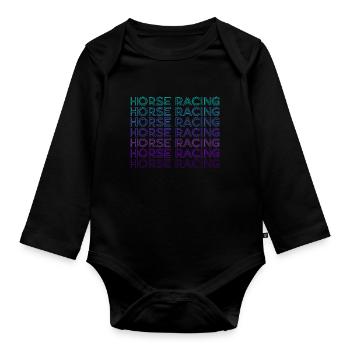 Pferderennen Retro - Baby Bio-Langarm-Body - Schwarz - Vorne